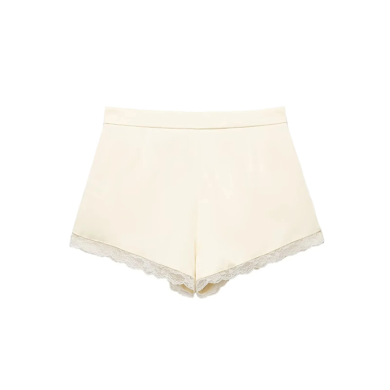 KONDALA Vintage Casual Chic Women Shorts Chic Yellow Lace Pockets Zipper Shorts New Fashion 2026 Spring Summer Holiday Shorts