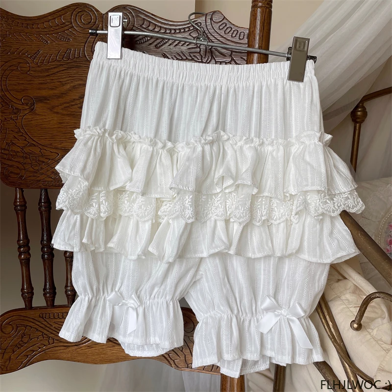 Cotton Bloomers Lolita Style Girls Cute Sweet Japan Sexy Lace Date Princess Pink Layer Puff Shorts Ruffles Lantern Small Pants
