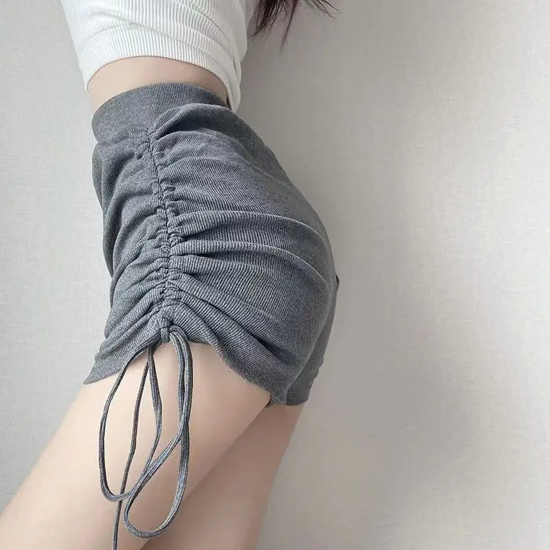 Summer Yoga Shorts Women Fitness Shorts Running Cycling Shorts Breathable Sports Edge Drawstring High Waist Workout Gym Shorts