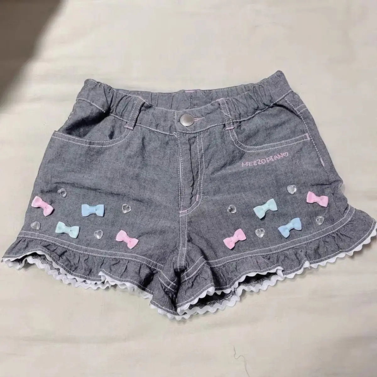 Cute Denim Shorts Women Japanese New Bottoms 2025 Bow Diamond Sweet Y2k Shorts Casual Fashion Summer Pantalones Cortos De Mujer