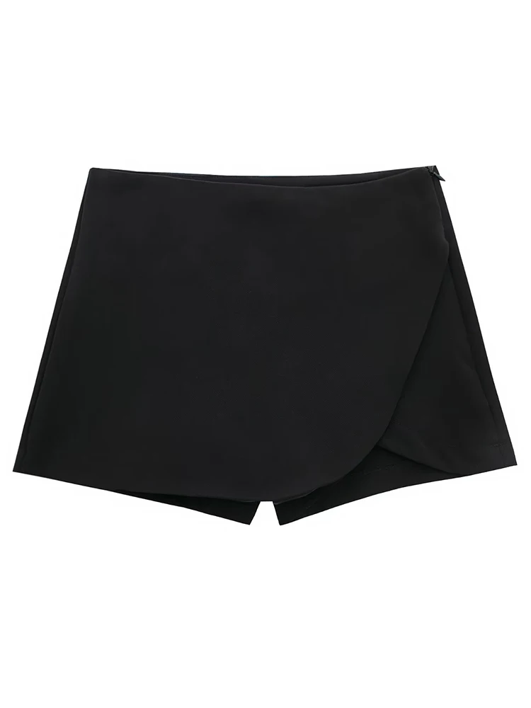Willshela Women Fashion Solid Side Zipper Skirts Shorts Vintage High Waist Female Chic Lady Shorts