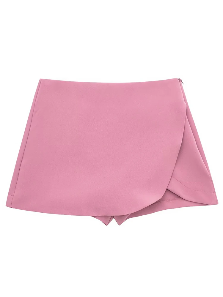 Willshela Women Fashion Solid Side Zipper Skirts Shorts Vintage High Waist Female Chic Lady Shorts