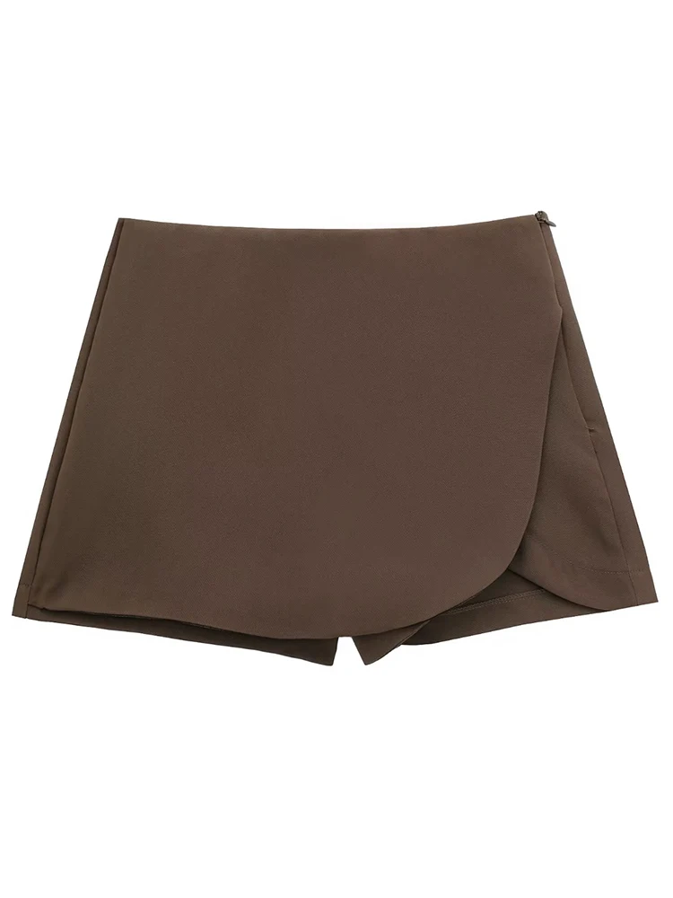 Willshela Women Fashion Solid Side Zipper Skirts Shorts Vintage High Waist Female Chic Lady Shorts
