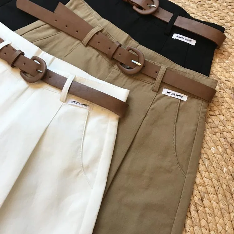 New Wide Leg Shorts for Women 2026 Summer Thin Cotton A Line Short Pants Office Lady Classic Loose Casual Zipper Women‘s Shorts