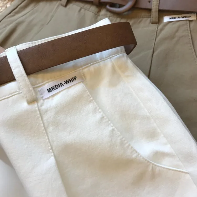 New Wide Leg Shorts for Women 2026 Summer Thin Cotton A Line Short Pants Office Lady Classic Loose Casual Zipper Women‘s Shorts