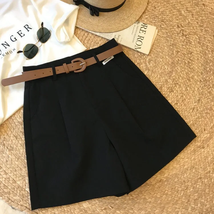 New Wide Leg Shorts for Women 2026 Summer Thin Cotton A Line Short Pants Office Lady Classic Loose Casual Zipper Women‘s Shorts