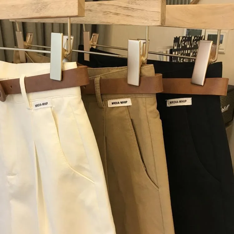 New Wide Leg Shorts for Women 2026 Summer Thin Cotton A Line Short Pants Office Lady Classic Loose Casual Zipper Women‘s Shorts