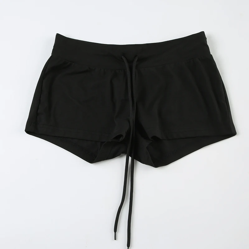 Vintage Y2K Harajuku Shorts Women Low Rise Lace Up Skinny Bottoms Solid Slim Fitting Streetwear Ladies Shorts