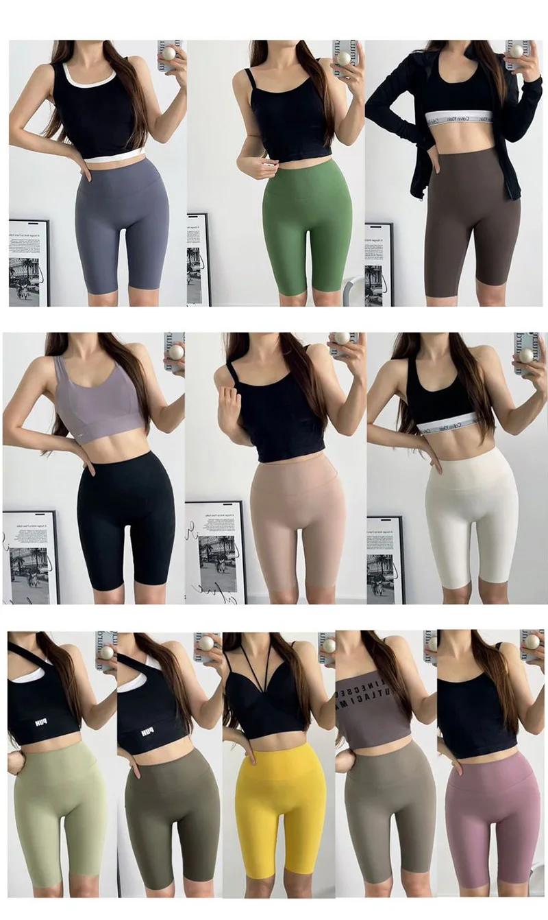 BIVIGAOS Summer New Multi Color Biker Shorts Women High Waist Elastic Tight Sexy Sports Shaper Candy Colored Cycling Shorts