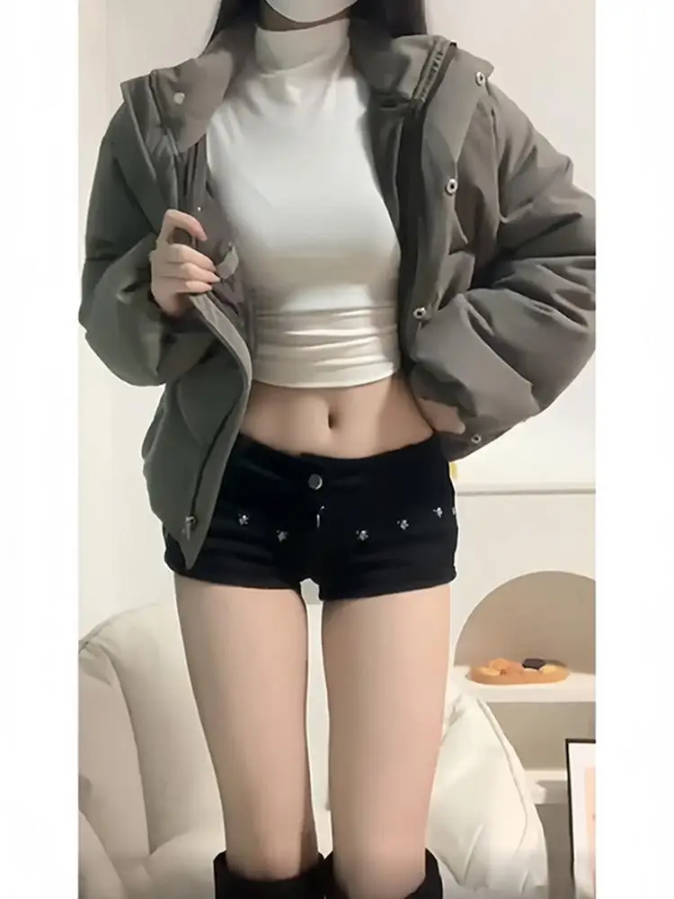 Aoaiiys Mini Jean Shorts Woman Punk Aesthetic Spice Girls Sexy Denim Pants Harajuku Gothic Shorts Summer 2026 Chic Black Jeans