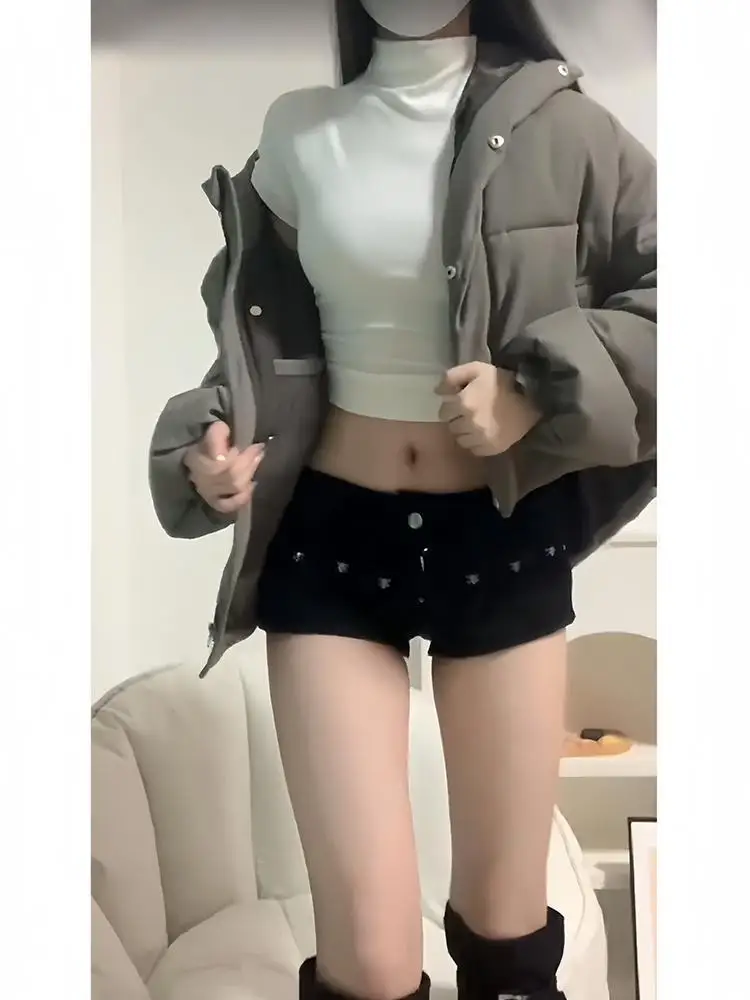 Aoaiiys Mini Jean Shorts Woman Punk Aesthetic Spice Girls Sexy Denim Pants Harajuku Gothic Shorts Summer 2026 Chic Black Jeans