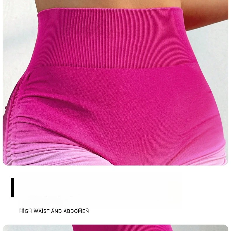 Yoga Gradient Shorts Women High Waist Leggings Seamless Sexy Hip Liftting Shorts Gym Workout Running Skinny Drawstring Shorts