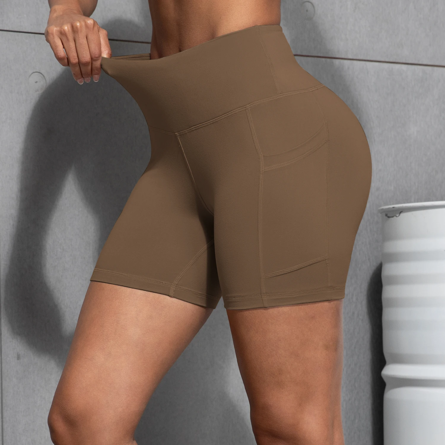 Women High Waist Pocket Sports Short Yoga Legging Shorts Squat Proof Hip Lift Fitness Tight Shorts Quick Drying Cycling Workout