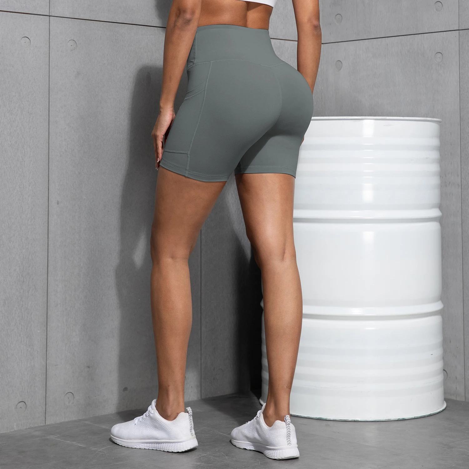 Women High Waist Pocket Sports Short Yoga Legging Shorts Squat Proof Hip Lift Fitness Tight Shorts Quick Drying Cycling Workout