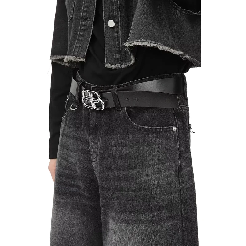 Vintage Y2k Baggy Denim Shorts Wide Leg Pants For Women&Men Fashion High Waisted Wash Knee Length Jeans Shorts Oversize Pants