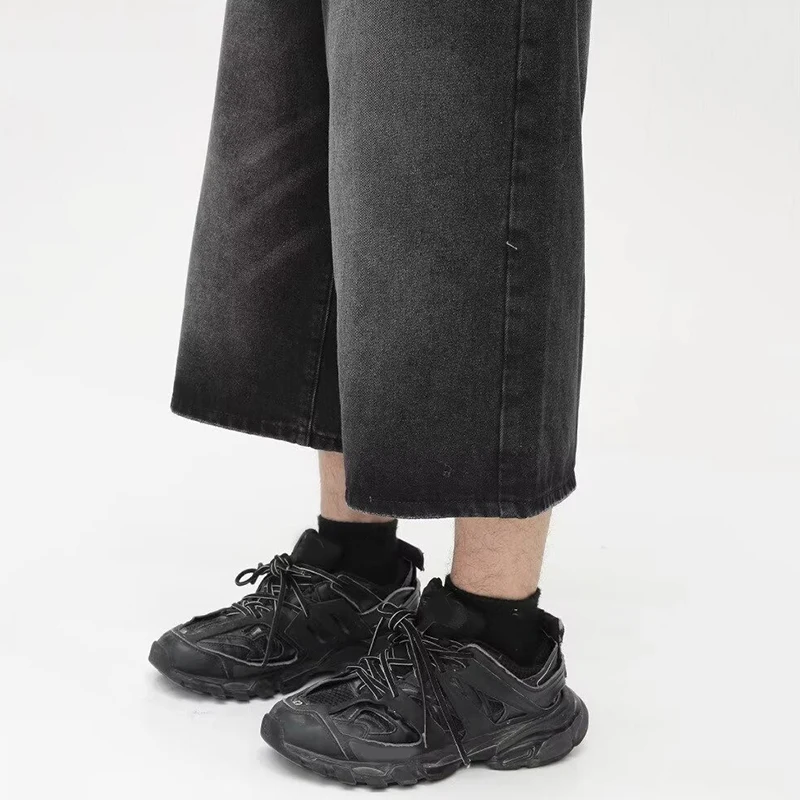 Vintage Y2k Baggy Denim Shorts Wide Leg Pants For Women&Men Fashion High Waisted Wash Knee Length Jeans Shorts Oversize Pants