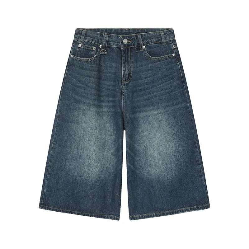 Vintage Y2k Baggy Denim Shorts Wide Leg Pants For Women&Men Fashion High Waisted Wash Knee Length Jeans Shorts Oversize Pants