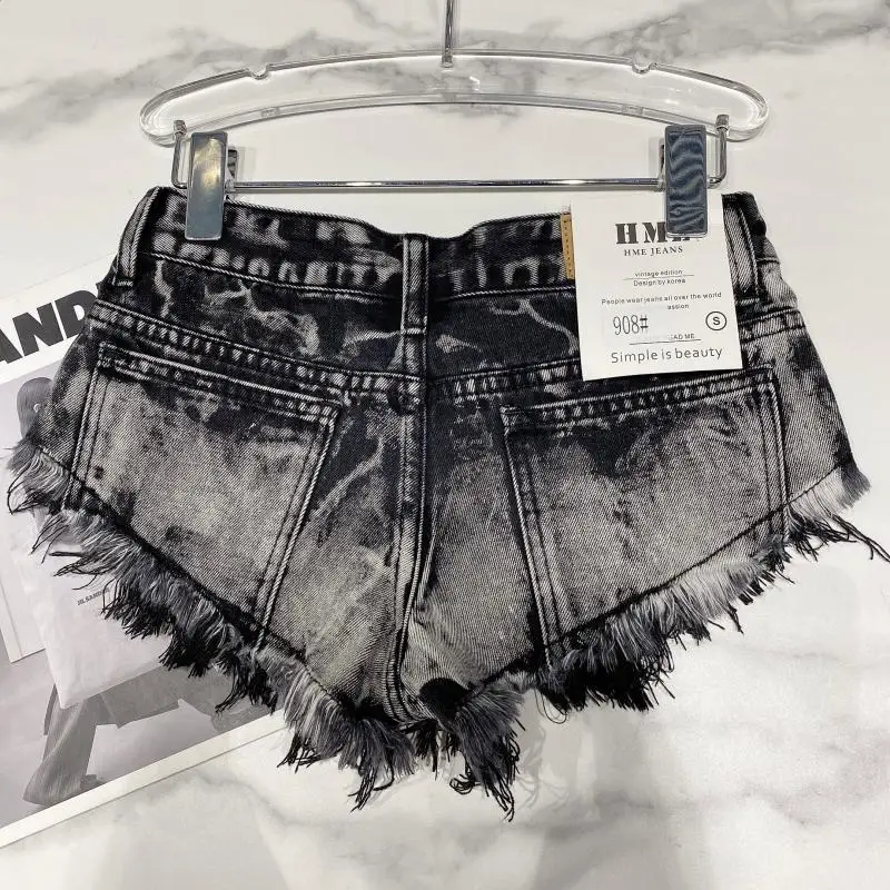Denim Shorts Women High Street Hotsweet Casual Low Waist Raw Edges Holes A-line Korean Style Y2k Spicy Girls Summer Shorts