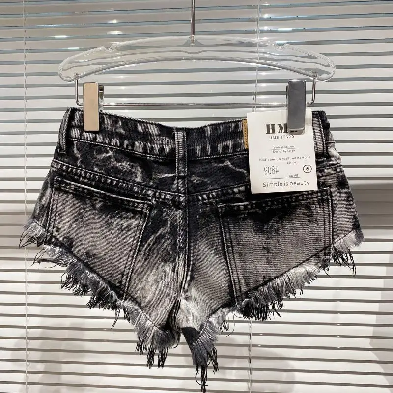 Denim Shorts Women High Street Hotsweet Casual Low Waist Raw Edges Holes A-line Korean Style Y2k Spicy Girls Summer Shorts