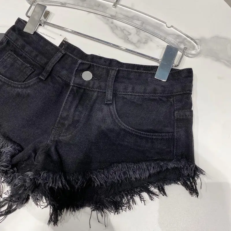 Denim Shorts Women High Street Hotsweet Casual Low Waist Raw Edges Holes A-line Korean Style Y2k Spicy Girls Summer Shorts
