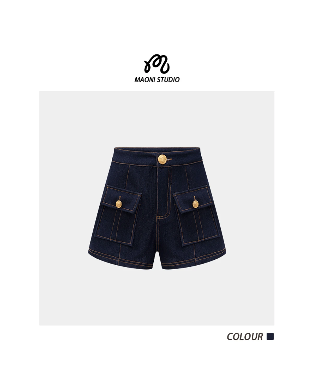 Y2k American Dark Blue High Waist Denim Shorts For Women 2026 Spring And Summer New Fashion Hip-Hop Gothic Casual Slim Shorts