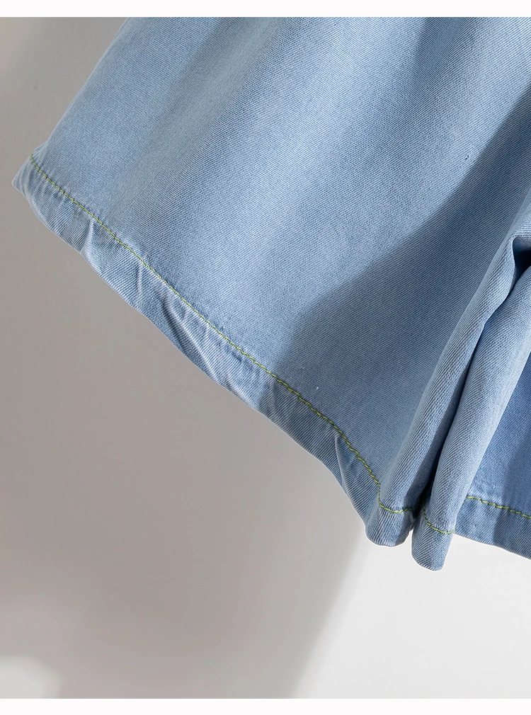 Qiukichonson 5XL Oversize Denim Shorts Women 2023 Spring Summer High Waisted Cute Soft Girl Frilly Wide Leg Loose Jeans Shorts