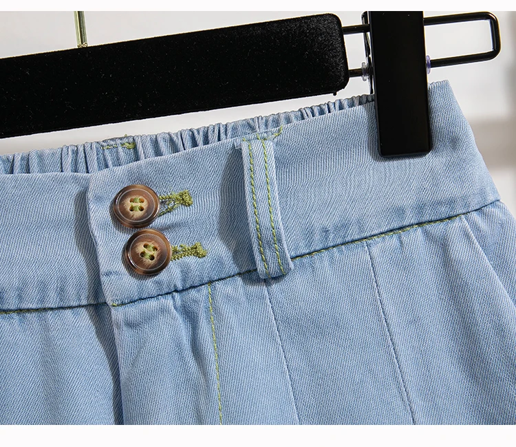 Qiukichonson 5XL Oversize Denim Shorts Women 2023 Spring Summer High Waisted Cute Soft Girl Frilly Wide Leg Loose Jeans Shorts
