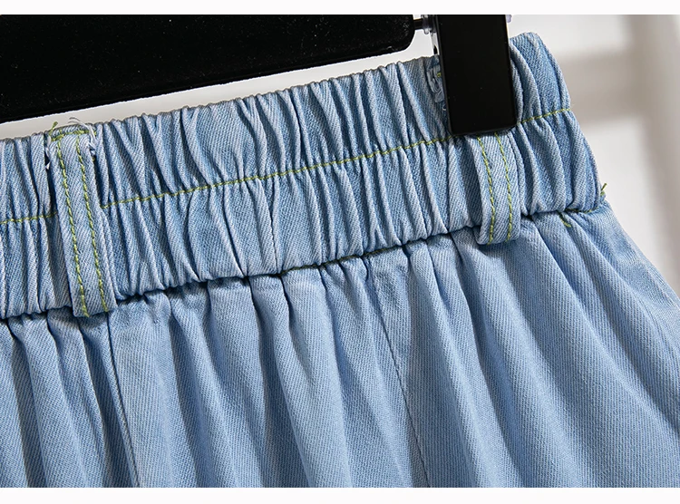 Qiukichonson 5XL Oversize Denim Shorts Women 2023 Spring Summer High Waisted Cute Soft Girl Frilly Wide Leg Loose Jeans Shorts