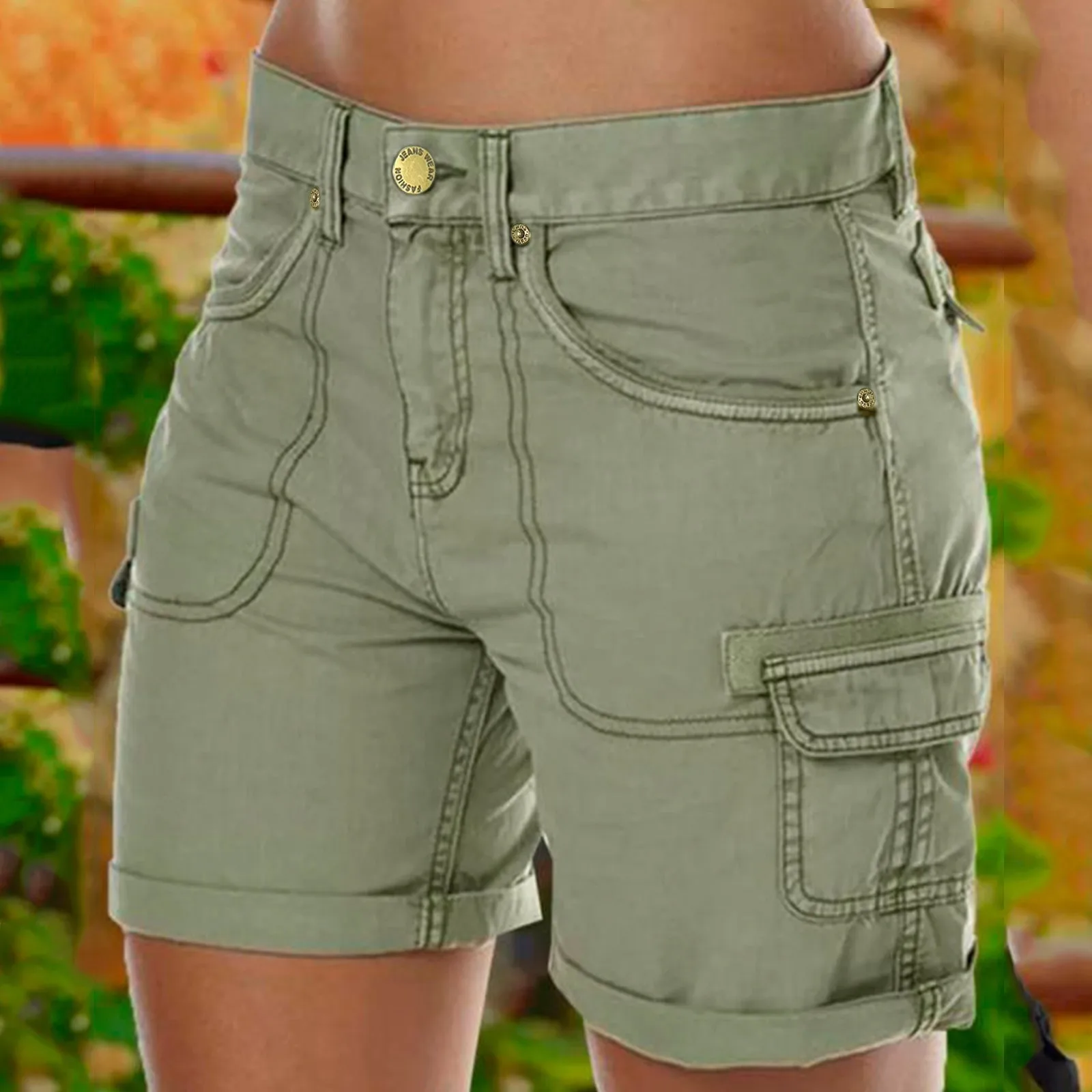 Retro Women's Cargo Shorts Summer Casual Beach Shorts With Pockets Solid Color High Waist Short Pants Streetwear Hot Pants шорты