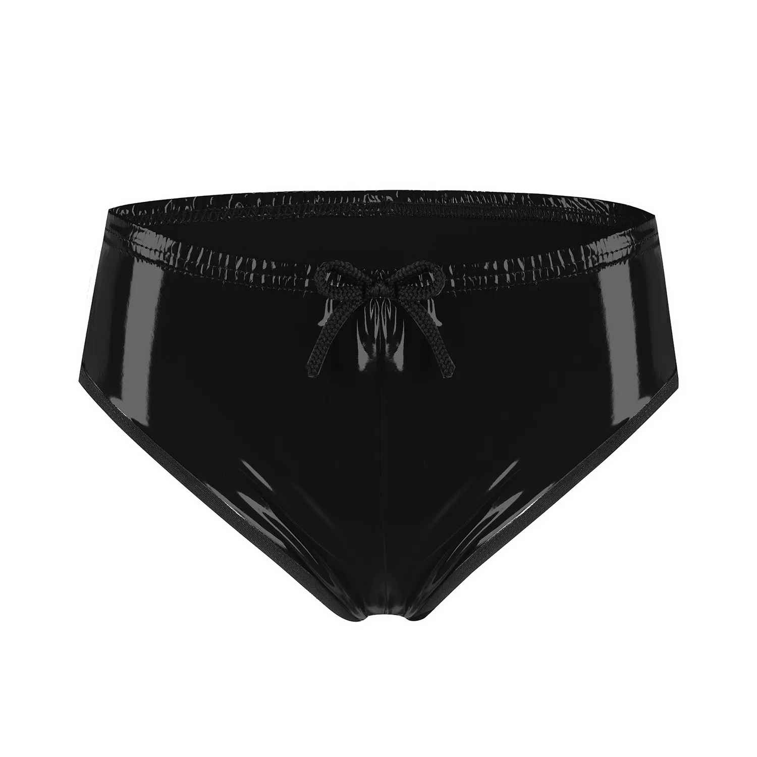 Womens Red Pink Leather Briefs Shorts Lace-up Booty Shorts Wet Look Patent Leather Briefs Panties Low Waist Hot Pants Clubwear