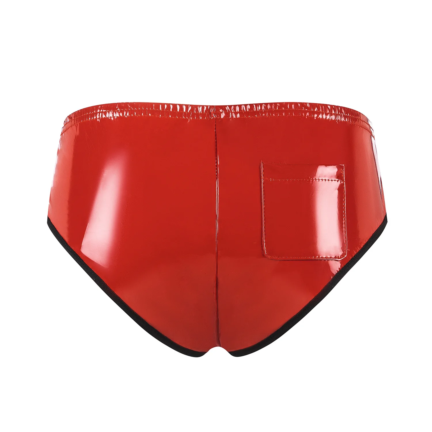 Womens Red Pink Leather Briefs Shorts Lace-up Booty Shorts Wet Look Patent Leather Briefs Panties Low Waist Hot Pants Clubwear