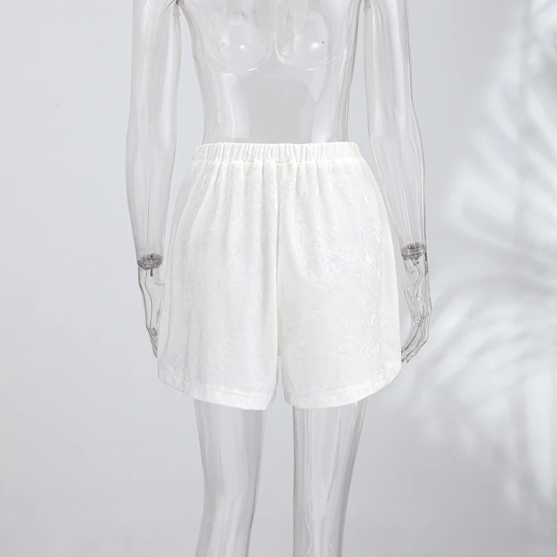 Lace Splicing Velvet Women's Short Pants 2026 Summer New Loose Elastic Waist High-waisted Mini Shorts Female Fashion Streetwear