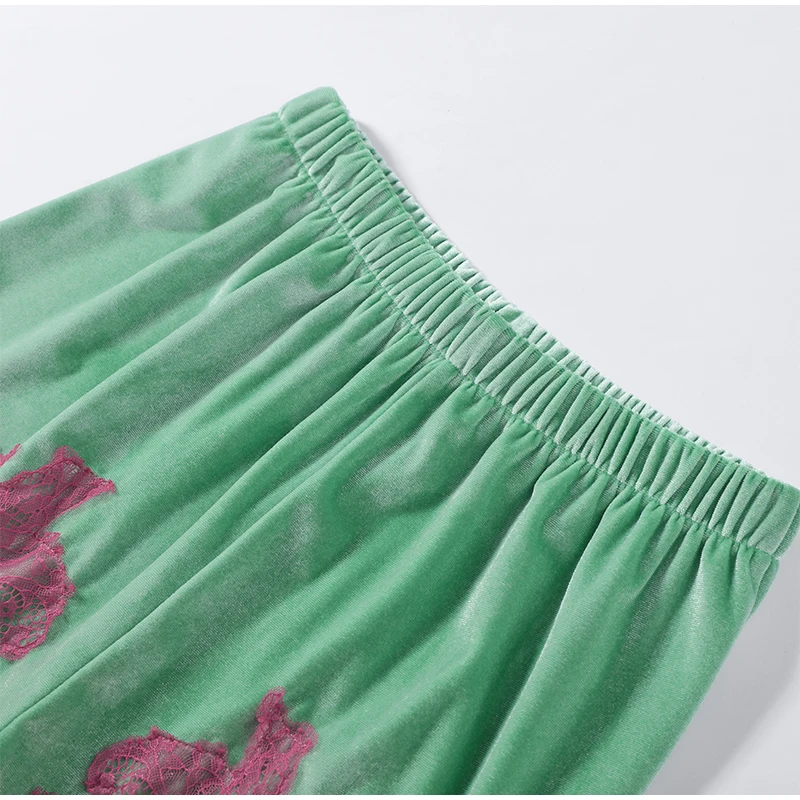 Lace Splicing Velvet Women's Short Pants 2026 Summer New Loose Elastic Waist High-waisted Mini Shorts Female Fashion Streetwear
