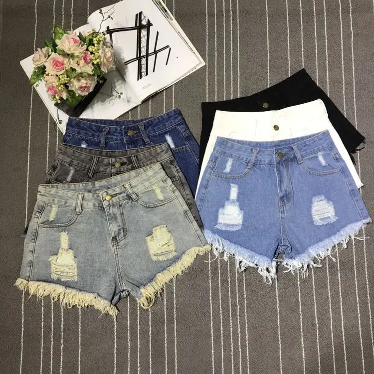 New High Waist Tassel Broken Denim Shorts Female 2026 Summer Korean Version Raw Edge Wide Leg Loose Plus Size Jean Shorts Women