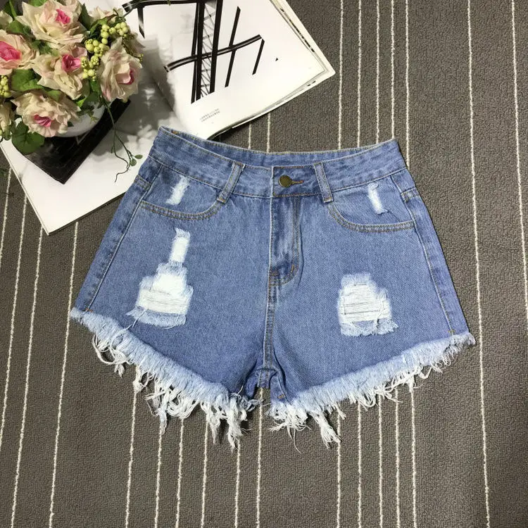New High Waist Tassel Broken Denim Shorts Female 2026 Summer Korean Version Raw Edge Wide Leg Loose Plus Size Jean Shorts Women
