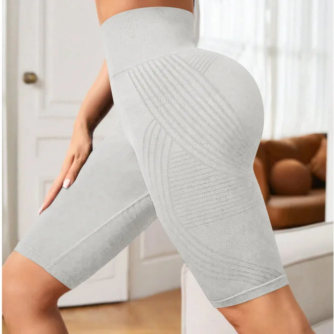High Waisted Seamless Yoga Shorts Women Knited Slim Shorts Workout Running Linear Aesthetic Leggings Stretchy Hip Lift Shorts