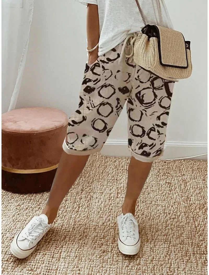 Summer Casual Shorts Stretch Shorts Legging Sweatshorts Fashion Breathable Five-Point with Pocket Female Loose Outer Wear Pants