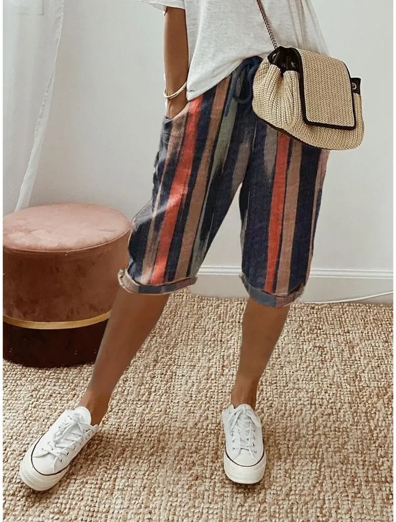 Summer Casual Shorts Stretch Shorts Legging Sweatshorts Fashion Breathable Five-Point with Pocket Female Loose Outer Wear Pants