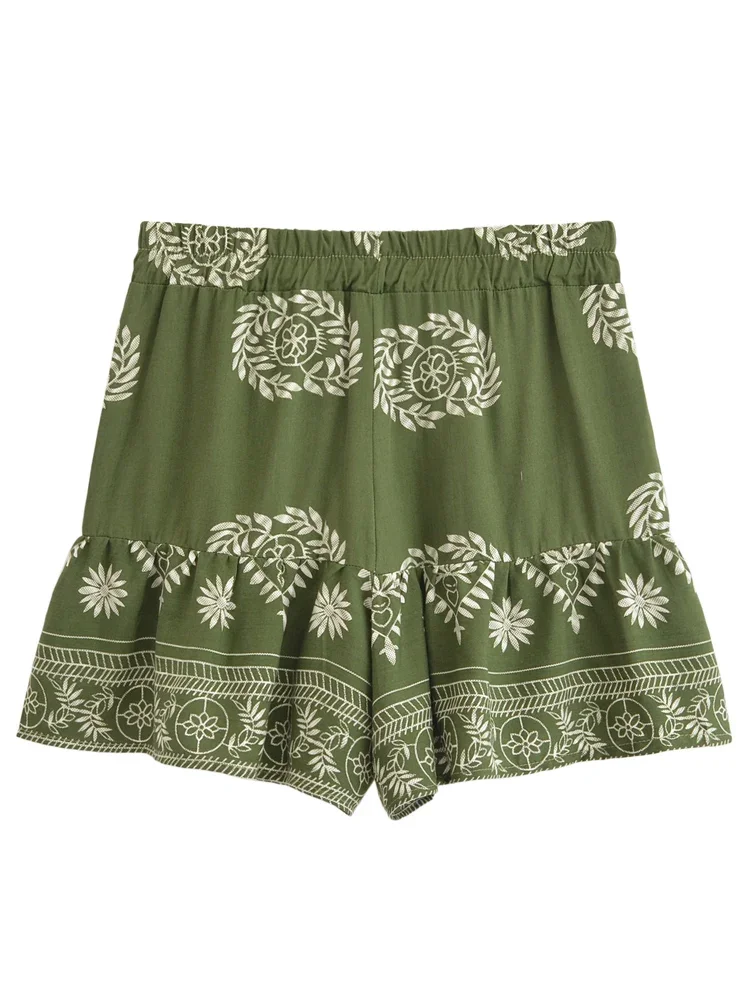 Boho Queens Women 2025 Wild Floral Print Summer Bohemian Short Pants with Pockets Lady Beach Rayon Holiday Boho Shorts