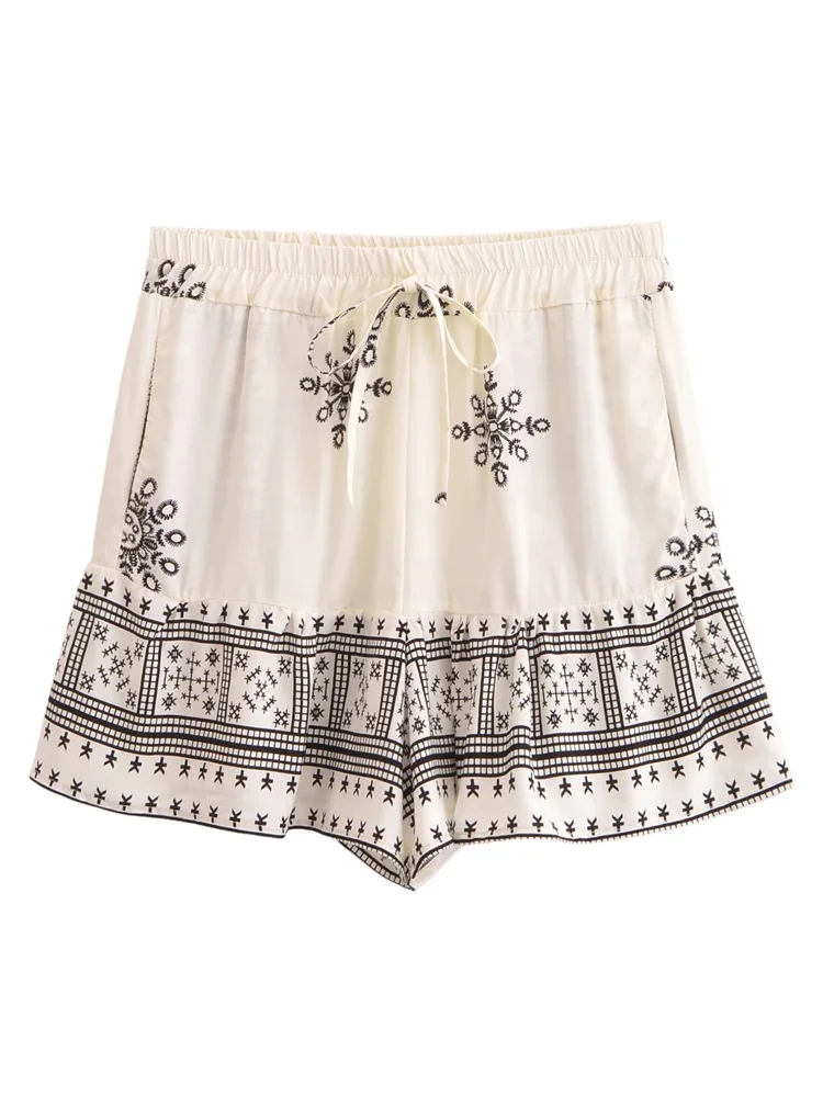 Boho Queens Women 2025 Wild Floral Print Summer Bohemian Short Pants with Pockets Lady Beach Rayon Holiday Boho Shorts