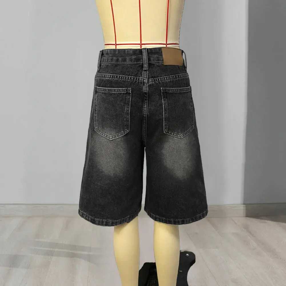 Women's Casual Bermuda Jean Shorts High Waisted Knee Length Baggy Jorts Wide Leg Breathable Loose Denim Shorts with Pockets