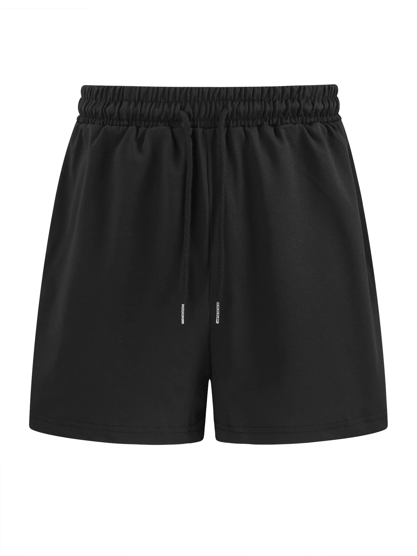 XUANSHOW Summer Women Shorts Sportswear Lacing Bottoms Solid Color Elastic Pockets Casual High Waisted Women Loose Short