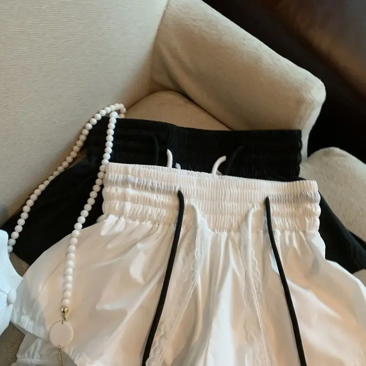 Lace Patchwork Women Wide Leg Shorts Fashion High Waist Multi Layer Chic Shorts Skirts Summer Streetwear Hot Girl Mini Pants
