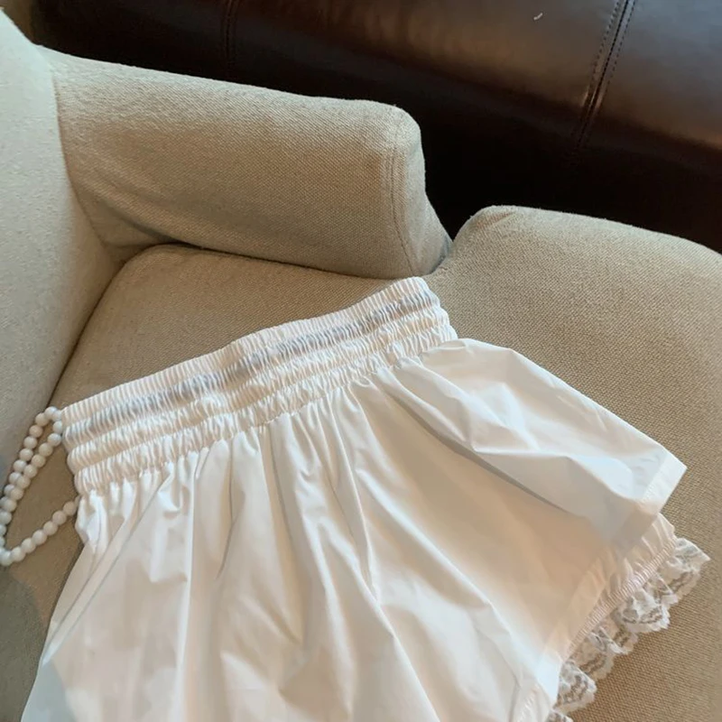 Lace Patchwork Women Wide Leg Shorts Fashion High Waist Multi Layer Chic Shorts Skirts Summer Streetwear Hot Girl Mini Pants