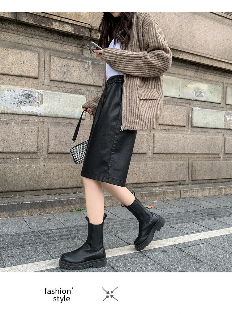 S-3XL PU Leather Shorts Women's Autumn Winter New 2021 High Waist Elastic Loose Five Points Leather Trouser Clothes Shorts