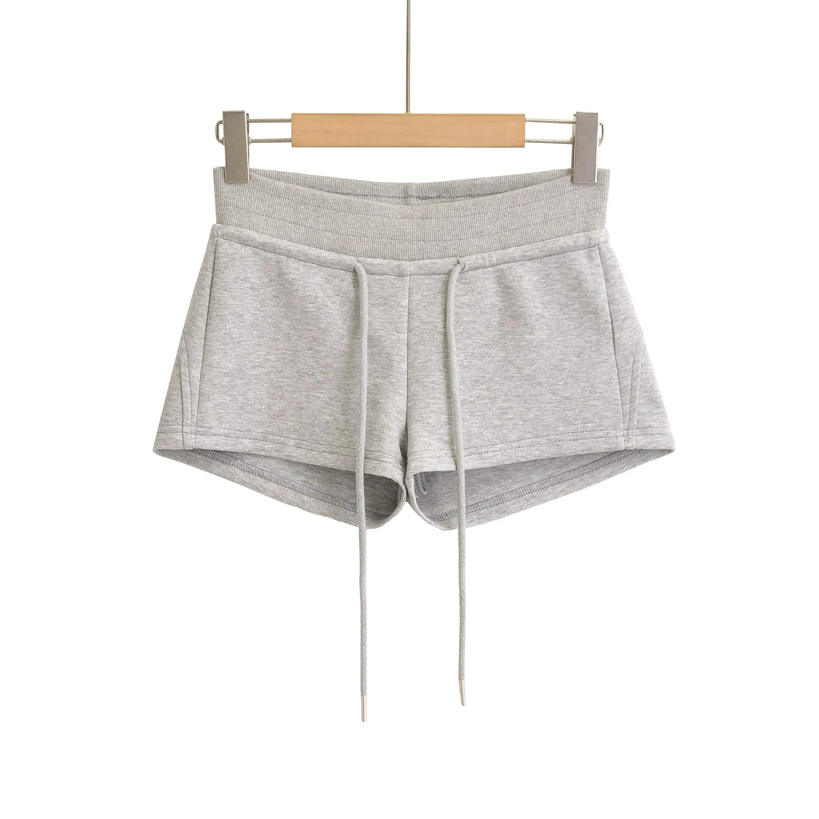 Korean Fashion Black Mini Shorts For Woman Summer Clothes 2025 Low Rise Shorts Knitted Shorts Low Waist Buttoms With Drawstrings