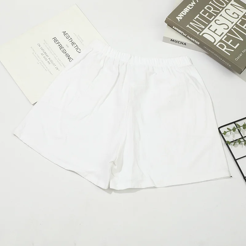 2026 New Women Cotton Linen Shorts Summer Casual Solid with Pockets Wide Leg Shorts Fashion All-match Loose Sport Short Pants