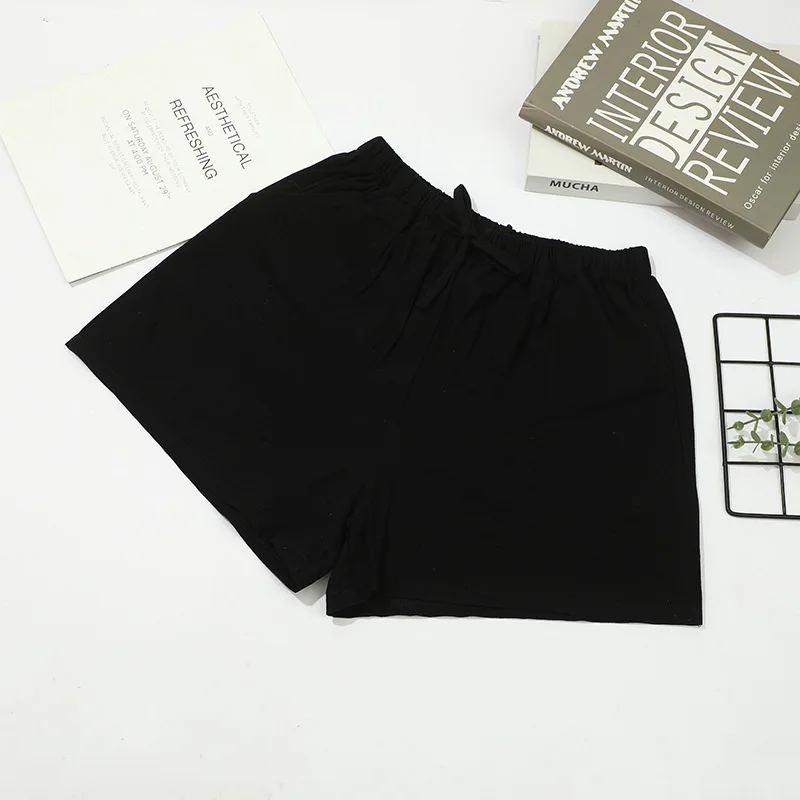 2026 New Women Cotton Linen Shorts Summer Casual Solid with Pockets Wide Leg Shorts Fashion All-match Loose Sport Short Pants