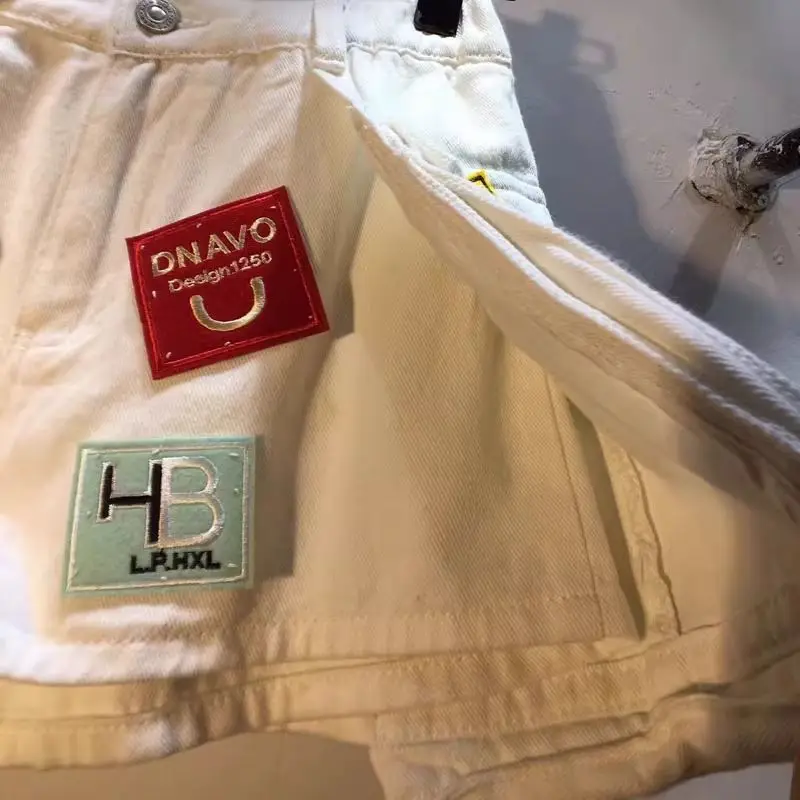 2026 Summer New Embroidery Letter High Waist Cargo Pocket Denim Shorts Women