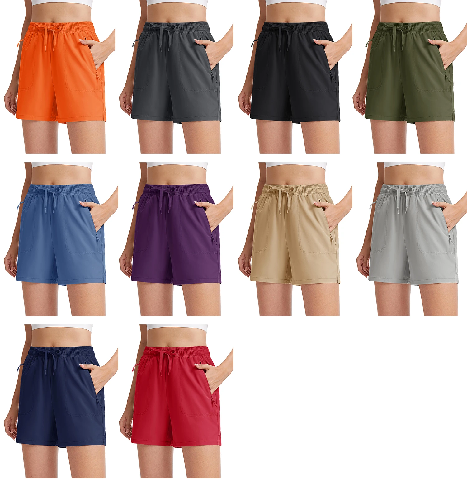 TACVASEN Women's 5'' Hiking Shorts Quick Dry Golf Lightweight UPF50+ Athletic Shorts Summer Water Resistant Zipper Pockets